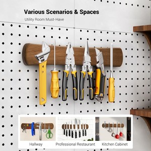 Support mural magnétique en bois pour couteaux, rangement d'outils en bois massif pour l'organisation de la cuisine et de l'atelier - Product Image 1