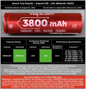 Vapcell 高容量 18650 バッテリー（保護回路付き）Vapcell F38 18650 3.7V 3800mAh 10A PCB リチウムイオンバッテリー（懐中電灯用） - Product Image 2