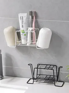 Custom Logo Bathroom Shelf Shower Wall Mount Shampoo Storage Holder With Suction Storage Rack