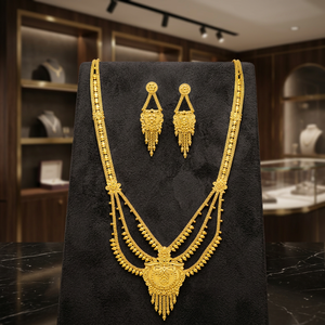 สร้อยคอทองเหลืองชุบทอง 14K 18K 24K แบบยาวสำหรับเจ้าสาว สไตล์ดูไบแบบดั้งเดิม ขายส่งเครื่องประดับทองคำโอโร จอยเอเรีย - Product Image 6