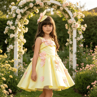 Robe en satin à fines bretelles avec appliques 3D de fleurs roses et perles, ourlet asymétrique, costume de princesse pour anniversaire et banquet, robe de princesse pour fille