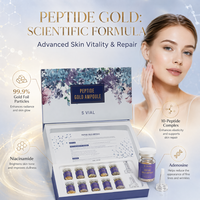 Sérum Ampoule Microneedle Peptide Or Transfrontalier OEM/ODM 5ml Hydratant et Éclaircissant pour le Visage, Usage Domestique pour Femmes, Logo Personnalisé