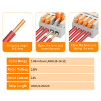 Kit de 30 connecteurs de fils compacts en cuivre DIY GO D1-4, bornes de connexion rapide à enfiler pour fils de 28-12 AWG
