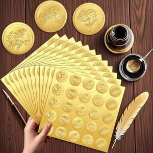 Adhesivo de Vinilo Dorado en Relieve para Sellado de Sobres, Impermeable, Estilo Retro, para Manualidades, Invitaciones de Boda, Cartas Industriales - Product Image 1