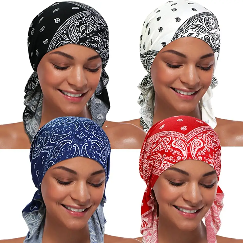 Bandana Turban wanita, ikat kepala Beanie Kemo kupluk rambut rontok Bandana