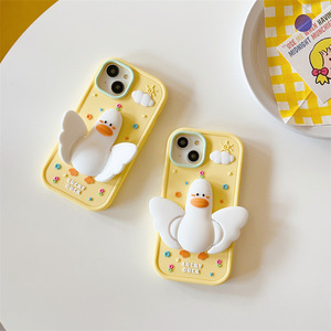 Custodia protettiva per telefono con supporto in Silicone per anatroccolo morbido per custodia per <span class=keywords><strong>iPhone</strong></span> <span class=keywords><strong>11</strong></span> 12 14 13 15 Pro Max <span class=keywords><strong>Cover</strong></span> posteriore per anatra gialla dei cartoni animati - Product Image 3