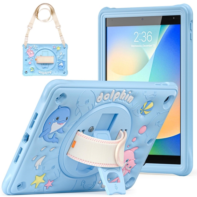 Cute Cartoon 3D Dolphin Silicone TPU Shockproof Case for Apple iPad 10.2 2019/2020/2021