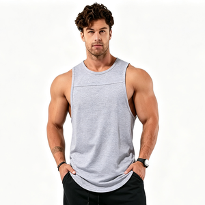 Débardeur de sport pour homme à ourlet en arc, séchage rapide, en polyester et coton - Product Image 1