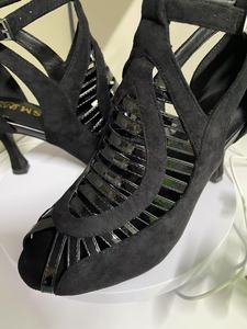 Sandales de danse de salon noires en cuir de maille pour femmes <span class=keywords><strong>Salsa</strong></span> Latin Jazz Dancing Heels Beginner Practice Boots - Product Image 5