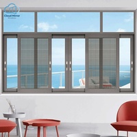 Fenêtre coulissante horizontale en aluminium à rupture de pont thermique gris, conception anti-intrusion pratique pour projet de construction résidentielle