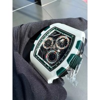 Montre de sport automatique chronographe de plongée de haute qualité avec mouvement de précision en fibre de carbone et verre saphir, bracelet en caoutchouc, étanche 50 bars