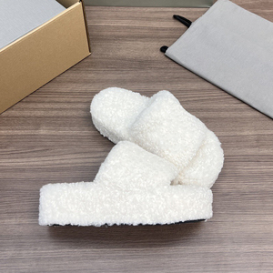 2026 Trending Famous Designers Women Platform Slippers Furry <b>Slide</b> with Embroidery Top Quality Warm Shoes - Product Image 2