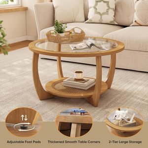 Mesa de centro para el hogar, mesa de té, bandeja para té, para apartamento pequeño, estilo moderno de lujo ligero, de pie, para balcón, de vidrio redondo, pequeña - Product Image 2