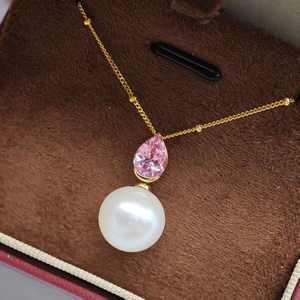 Collar con Dije de Platino PT900 de UM Jewelry, Perla Edison Cultivada en Laboratorio, Padparadscha, Regalo de Compromiso, Boda, Aniversario, NGTC - Product Image 4