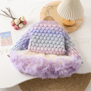 Cardigan <span class=keywords><strong>Autunno</strong></span>/<span class=keywords><strong>Inverno</strong></span> per <span class=keywords><strong>Bambina</strong></span> con Gonna a Torta Arcobaleno a Sbuffo e <span class=keywords><strong>Abbigliamento</strong></span> per Neonata - Product Image 2