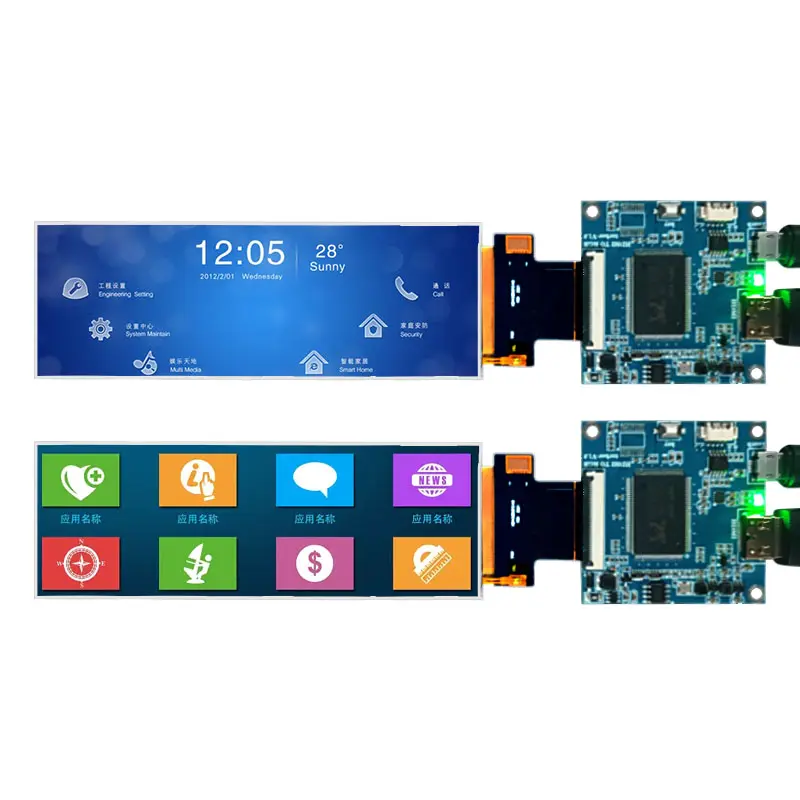 4.58 Inci Strip Bar LCD 4.6 "320X960 HD IPS HD-MI Ke RGB Driver Board TFT LCD Display Modul Layar Rumah Pintar