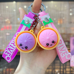 Wholesale Cute Cartoon Bun Squishy Keychain TPR Squeeze Stress Relief Fidget Toy <b>Wrist</b> <b>Strap</b> Bag Pendant Kids Gift - Product Image 2