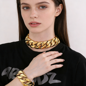 Catena Cubana Trendy e Vistosa da 31mm in Acciaio Inossidabile 316L Placcato Oro per Bracciali, Collane e Cavigliere per Uomini e Donne - Product Image 4