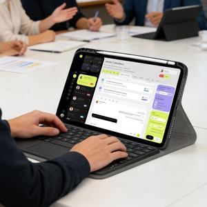 เคสคีย์บอร์ดไร้สายเพื่อการศึกษาสำหรับแท็บเล็ตขนาด 10.1/11 นิ้ว สำหรับนักเรียน พร้อมฝาปิดคีย์บอร์ดแม่เหล็กแบบถอดได้และที่ใส่ปากกา สำหรับใช้ในโรงเรียน - Product Image 3