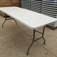 Table pliante rectangulaire portable en plastique HDPE blanc de 180 cm de long pour événements, vente en gros