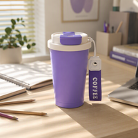Mug isotherme en acier inoxydable à double paroi de 350 ml (12 oz) avec couvercle à clapet et sangle, impression de logo personnalisée