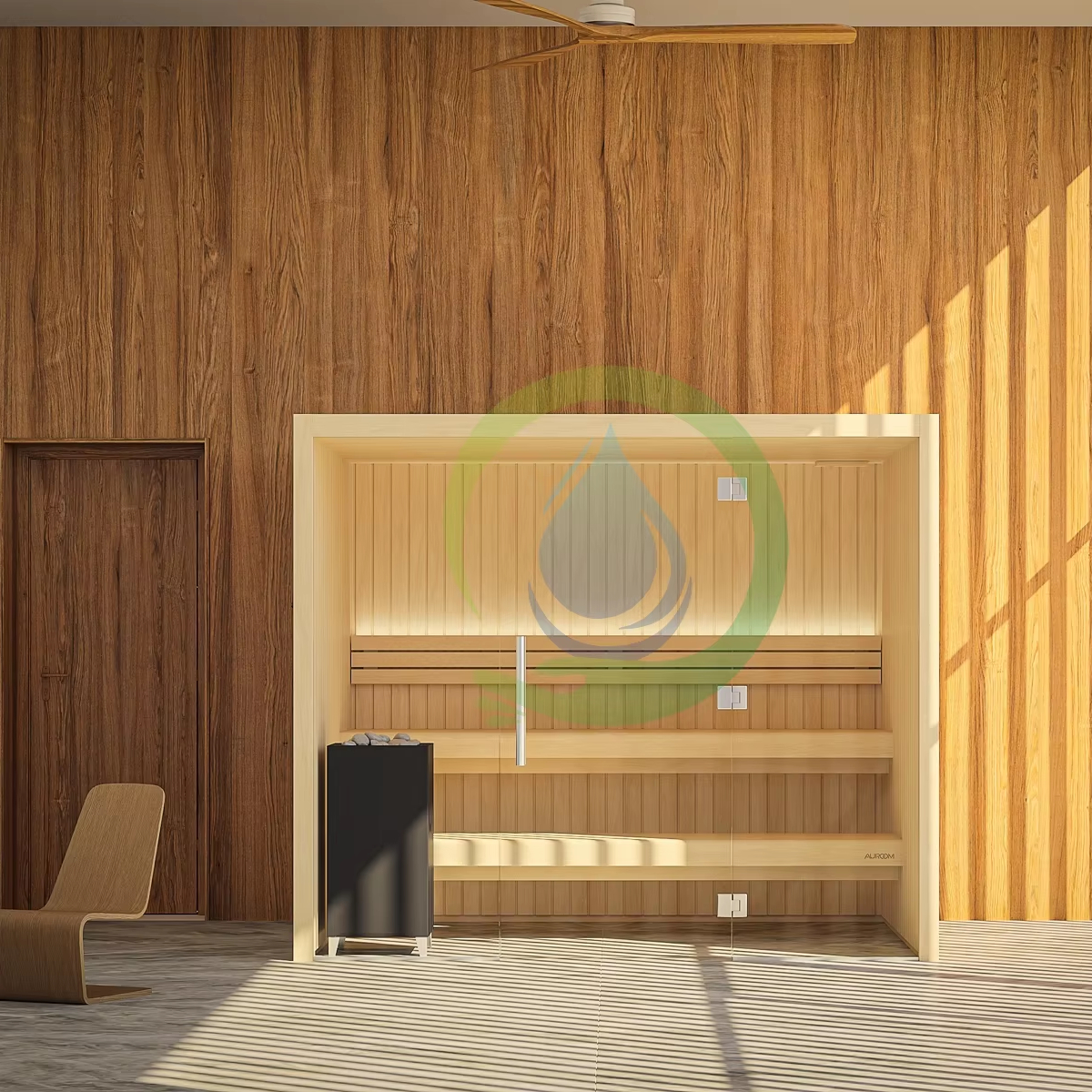 Modern 4-Person Sauna Wet Steam Far Infrared Heating Plate Solid Wood Beauty Skin Care Appliance Control Panel Apartment Use