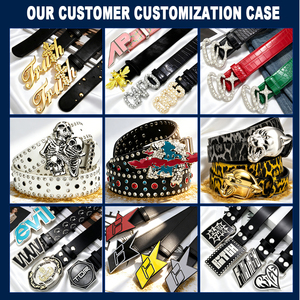 Hebilla de Cinturón de Metal de Lujo con Incrustaciones de Perlas en Forma de Letra, Logotipo de Marca Personalizado, Hebilla de Aleación Metálica Plateada - Product Image 2