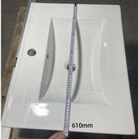 Vasque en céramique rectangulaire monobloc CUPC, lavabo de salle de bain moderne blanc à poser sur comptoir pour projets hôteliers commerciaux