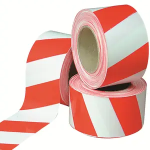 Non-Adhesive Red White Stripe Barricade Caution Tape PE Material Plastic Barrier Tape For Construction Zones Warning Tape