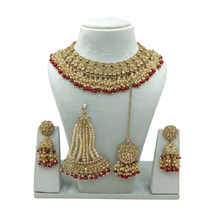 Royal White Alloy Ethnic Pearl Kundan Bridal <b>Set</b> Heavy <b>Gold</b> Plated Choker Handcrafted High Quality Latest Designed Wedding Party - Product Image 2