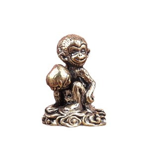 Sculpture de singe en laiton 'Spirit' cueillant des pêches, accessoires de décoration intérieure, figurines de singe en bronze, miniatures, décoration de bureau, figurine de thé - Product Image 6