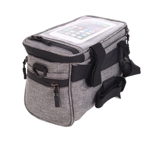 Sac de guidon de vélo géant gris imperméable avec poche pour téléphone, pour le rangement du potenceau de vélo de montagne, capacité de 1L - Product Image 4