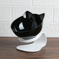 Bol de nourriture pour chien et chat en plastique transparent écologique à la mode 15 degrés inclinaison surélevée protège-cou oreilles de chat forme élevée 15