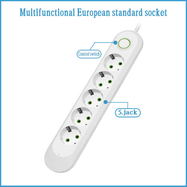 Household Extension Socket Power Strip 5 EU Outlet 3 Usb Ports and ...