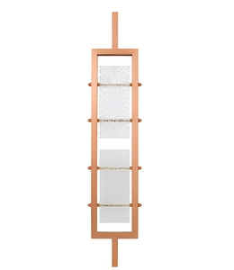 Rampe d'escalier moderne en cuivre et acier inoxydable avec balustre en verre rectangulaire et panneau en verre givré texturé - Product Image 1
