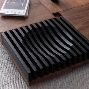 Tavolino da Caffè Minimalista Italiano in Legno Massello, Tavolo Centrale Stile Mid-century Wabi-Sabi con Vano Portaoggetti per Soggiorno, Tavolino in Marmo - Product Image 3