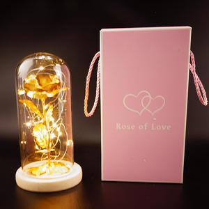 AF4201 Amazo 24k or Rose galaxie fleur Rose en dôme <span class=keywords><strong>de</strong></span> verre avec lumière LED boîte-cadeau pour saint-valentin fête des mères cadeau - Product Image 4