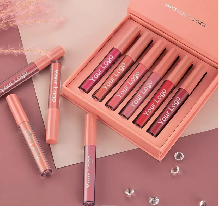 Hot Selling Makeup Long Lasting Non-Stick Cup Customize Lip Gloss With Your Logo Gift Lipstick Set Velvet Matte Color Lipgloss