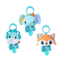 Hochet pour bébé avec animal en peluche froissé, jouet vibrant à tirer, jouet à suspendre à la poussette