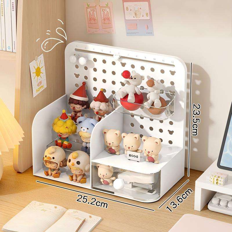 Panneau perforé de rangement de bureau blanc [style bibliothèque]