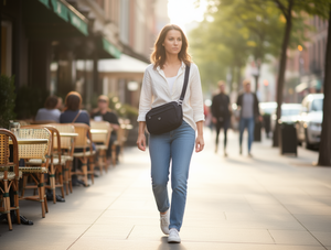 Borsa a Tracolla in Taslon per Donna, Chiusura con Zip, Uso Quotidiano per Tutte le Stagioni - Product Image 2