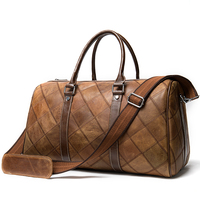 Sac de voyage pratique avec grande capacité, durable et résistant à l'usure, en cuir véritable, style vintage, fermeture à glissière