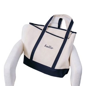 <b>Zipped</b> Canvas Bolsas Para Mujer Large Size Reusable Grocery <b>Tote</b> <b>Bag</b> <b>with</b> Custom Sublimation Logo Cotton Boutique Shopping <b>Bags</b> - Product Image 1