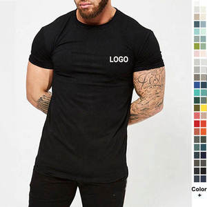 T-shirts pour hommes personnalisés OEM, mode décontractée, luxe, logo imprimé, blanc uni, sport, musculation, coupe ajustée, grande taille, fitness - Product Image 3