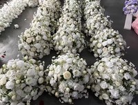 Bunga Mawar Sutra Besar Hotsale 60cm 70cm 80cm Rangkaian Bunga Putih Artificial Dekorasi Meja Pernikahan Centerpieces