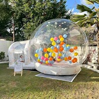 Zhenmei Maison Bulle Gonflable en PVC avec Plateforme de Saut, Ventilateur Intégré, Installation Facile, Tente Dôme Transparente, Matelas Gonflable pour