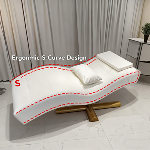 Lettino Estetico Idraulico Curvo in Acciaio Inox Arredamento per Salone Elettrico Regolabile Lettino Spa per Ciglia Lettino da Massaggio Viso - Product Image 2