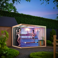 Pemanas Sauna rumah 6 orang Finlandesse Shower Douche kabin ruang uap bakar kayu dengan bahan Cedar merah dengan harga