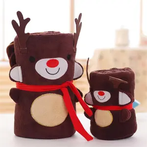 Diseño de dibujos animados personalizado niños amor franela polar Navidad manta regalo animales de peluche con mantas