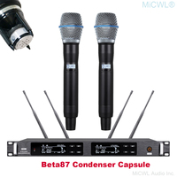Système de microphone de scène sans fil ULXD24, récepteur ULXD4, émetteur AD2, capsule dynamique Beta87, capsule à condensateur KSM8, argent